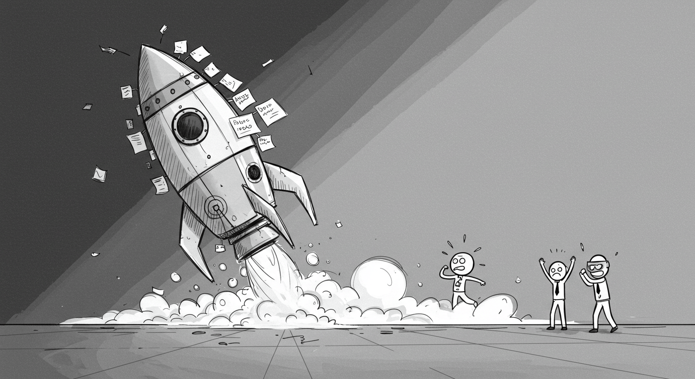 The collapsing launch rocket